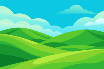 Fototapeta premium Vibrant Green Rolling Hills Stretch Across The Im