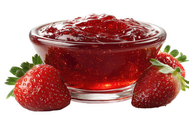 Fresh strawberry jam in a glass bowl