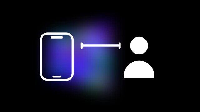 A glowing smartphone is shown scanning or interacting with a nearby person to illustrate how mobile applications can use signal proximity to detect and record close contacts in a public space