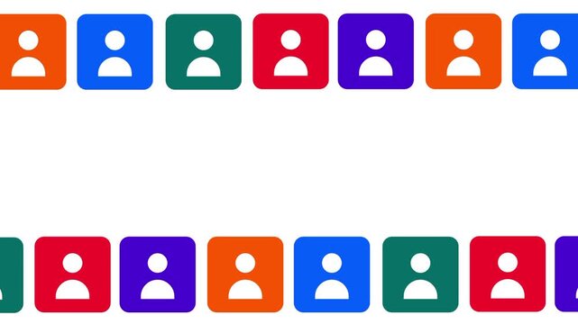 Rows of colorful human profile icons are arranged in a grid to represent a diverse population or a database of registered users participating in a large scale contact tracing program initiative