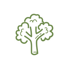 Cute hand drawn broccoli in minimal doodle style