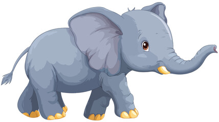 Obraz premium Adorable Cartoon Cute Elephant Vector with Outline on White Background