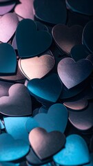 Moody Valentine&rsquo;s Background &ndash; Dark Metallic Hearts in Purple and Blue Shades
