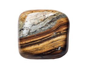Polished, square-shaped stone with banded patterns