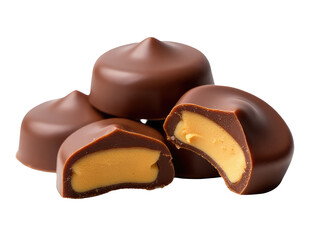 Obraz premium A pile of chocolates with one taken out of the box, perfect for illustration or photography concept