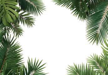 Tropical leaf frame on black background