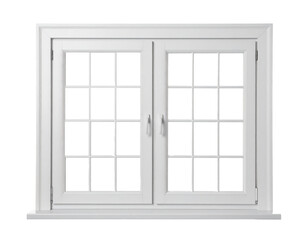 Fototapeta premium White wooden window isolated on transparent background.