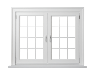 White wooden window isolated on transparent background.