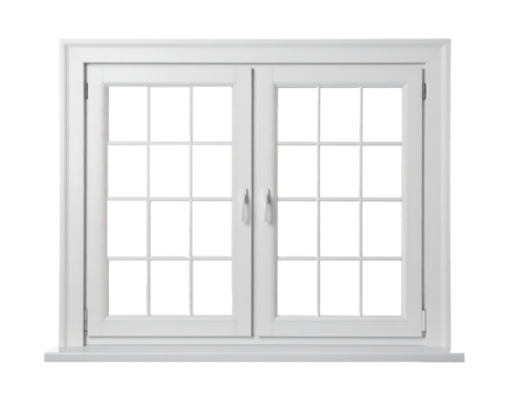White wooden window isolated on transparent background. - Powered by Adobe