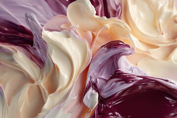 sensory abstract composition representing softness and pleasure, fluid shapes melting into each other, creamy colors, gentle motion, velvety surface feel, emotional and soothing mood, artistic depth