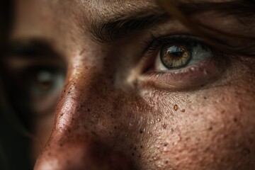 extreme close-up portrait showing tear-filled eyes and subtle goosebumps on skin, emotional vulnerability, soft diffused light, cinematic mood, shallow focus, raw human emotion, tactile realism