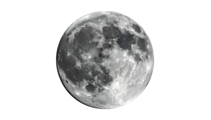 Moon in the night sky isolated on transparent background.