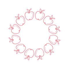 Hand Drawn Apple Frame with Circular Fruit Wreath and Copy Space Design