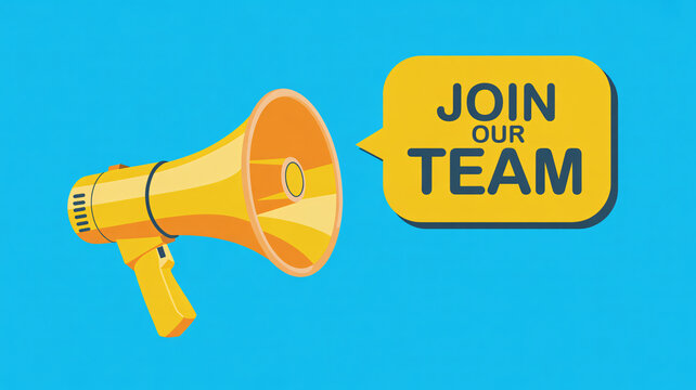 Vibrant megaphone inviting you to join the team now