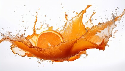 orange color splash isolated on white background with vibrant texture