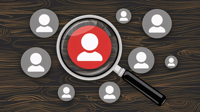 Focused search for target audience with magnifying glass - Powered by Adobe