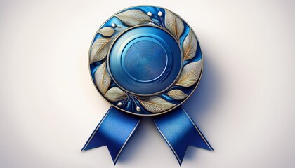 blue ribbon award isolated on white background with elegant and prestigious design