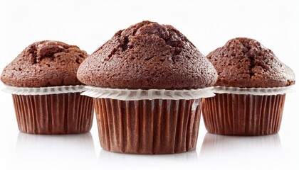 chocolate muffin dessert isolated on clean white background