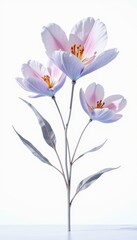 Fototapeta premium Elegant Blooming White and Pink Flowers with Delicate Petals and Thin Stems on a Subtle Background Showcasing Nature's Simple Beauty