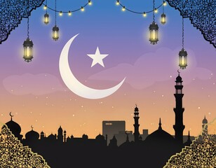 Ramadan Social Media Story Template Featuring Soft Dusk Sky Gradient And Subtle Lighting