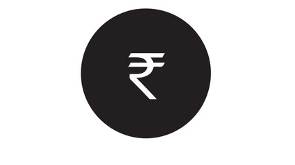 Fototapeta premium Indian Rupee Symbol on Black Circle