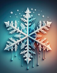 Stylized Snowflake Partially Melting Representing Climate Change Concept