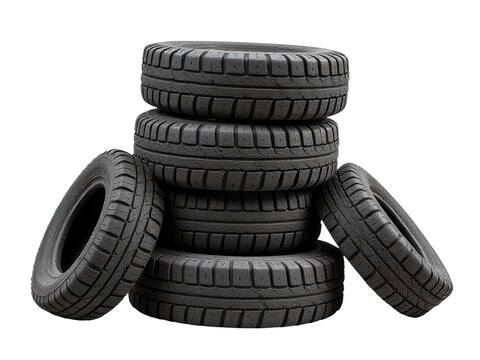 A set of four tires stacked on top of each other, possibly used as a decorative or display piece