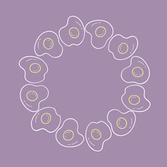 Hand Drawn Egg Frame with Circular Breakfast Wreath and Copy Space Background
