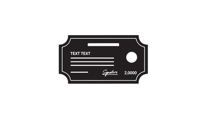 Fototapeta premium Black Ticket Stub with White Text and Placeholder Design in Simple Elegant Style for Event Promotion