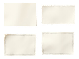Fototapeta premium Four pieces of white paper with decorative scalloped edges, suitable for creative projects and office use