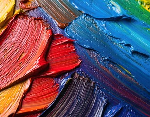Wet Oil Paint Strokes Creating Rich Deep Color Gradients with Expressive Artistic Texture