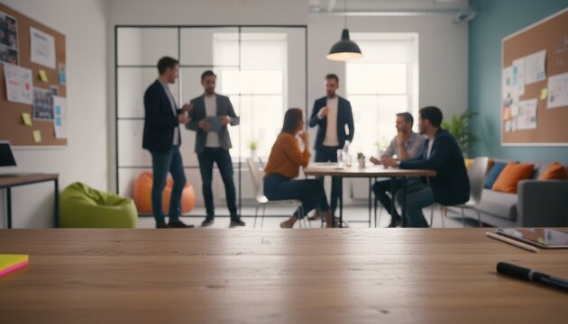 Group of professionals discussing project in modern office setting - Powered by Adobe