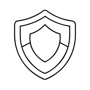 Outline illustration of a multi-layered shield icon symbolizing digital security and defense Vector