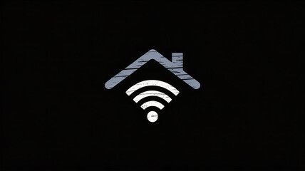 Smart home technology WiFi icon on black background
