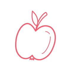Hand drawn apple isolated on white background.