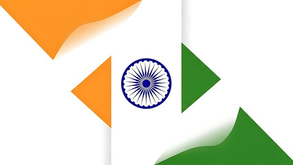 A modern geometric abstract design of the Indian flag with sharp, angular triangles.