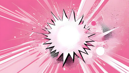 Baby pink pop art background in retro comic style with halftone dots design, vector