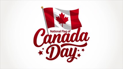 National Flag of Canada Day typography, art video illustration.