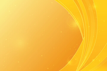 Abstract yellow wavy background with light effects and bokeh. Dynamic curve banner design, modern flowing waves right side border.