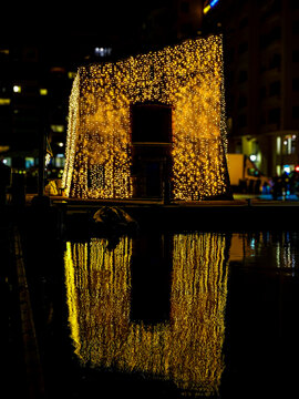 The Christmas lights on the Capitainerie in the Port de Fontvieille