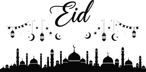 Eid mubarak wishes and greetings for ramadan celebration © MstSharibun