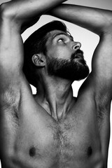 Muscles Arms Up Pose Expression - human male emotions - expressions man