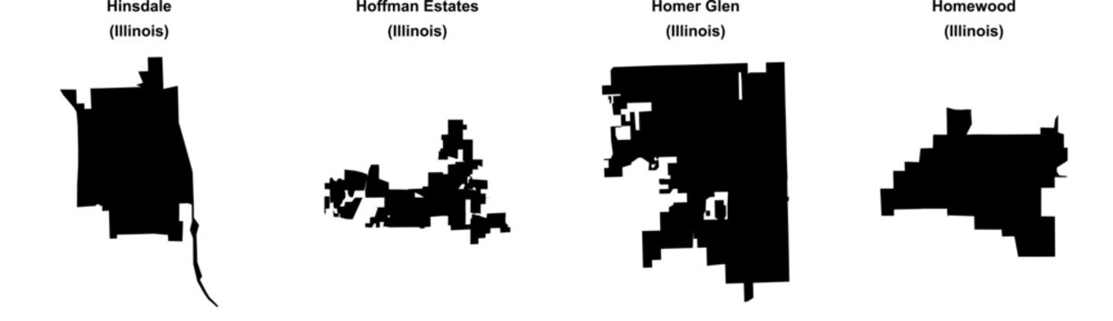 Hinsdale, Hoffman Estates, Homer Glen, Homewood outline maps