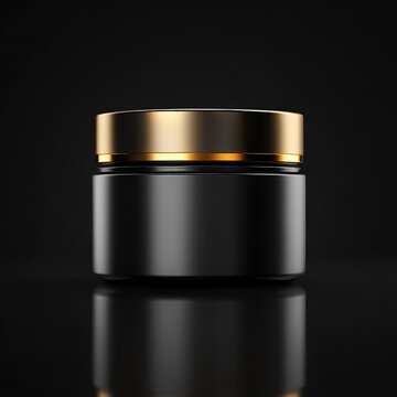 Luxury Black Cosmetic Jar with Gold Lid