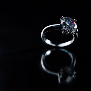 Diamond Ring on Black Background