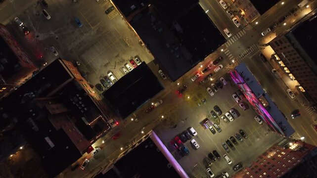 Aerial view of city streets in Providence, Rhode Island