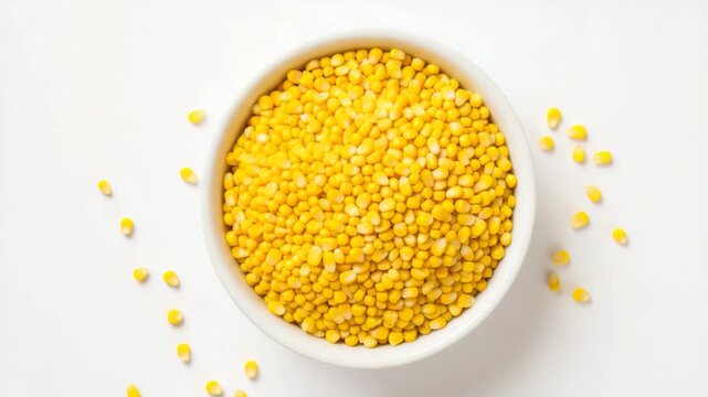 Bright Sweet Corn Kernels on Clean White Surface