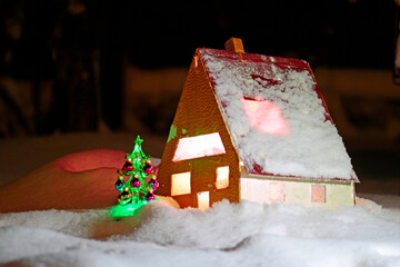 a model house standing in the snow