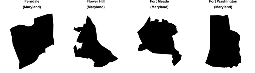 Ferndale, Flower Hill, Fort Meade, Fort Washington outline maps