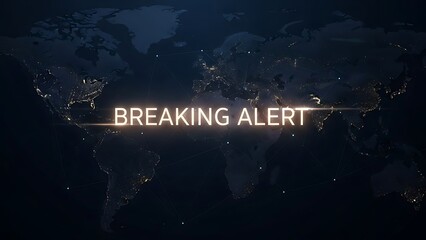 "BREAKING ALERT" message illuminates the world map, signaling urgent global news.